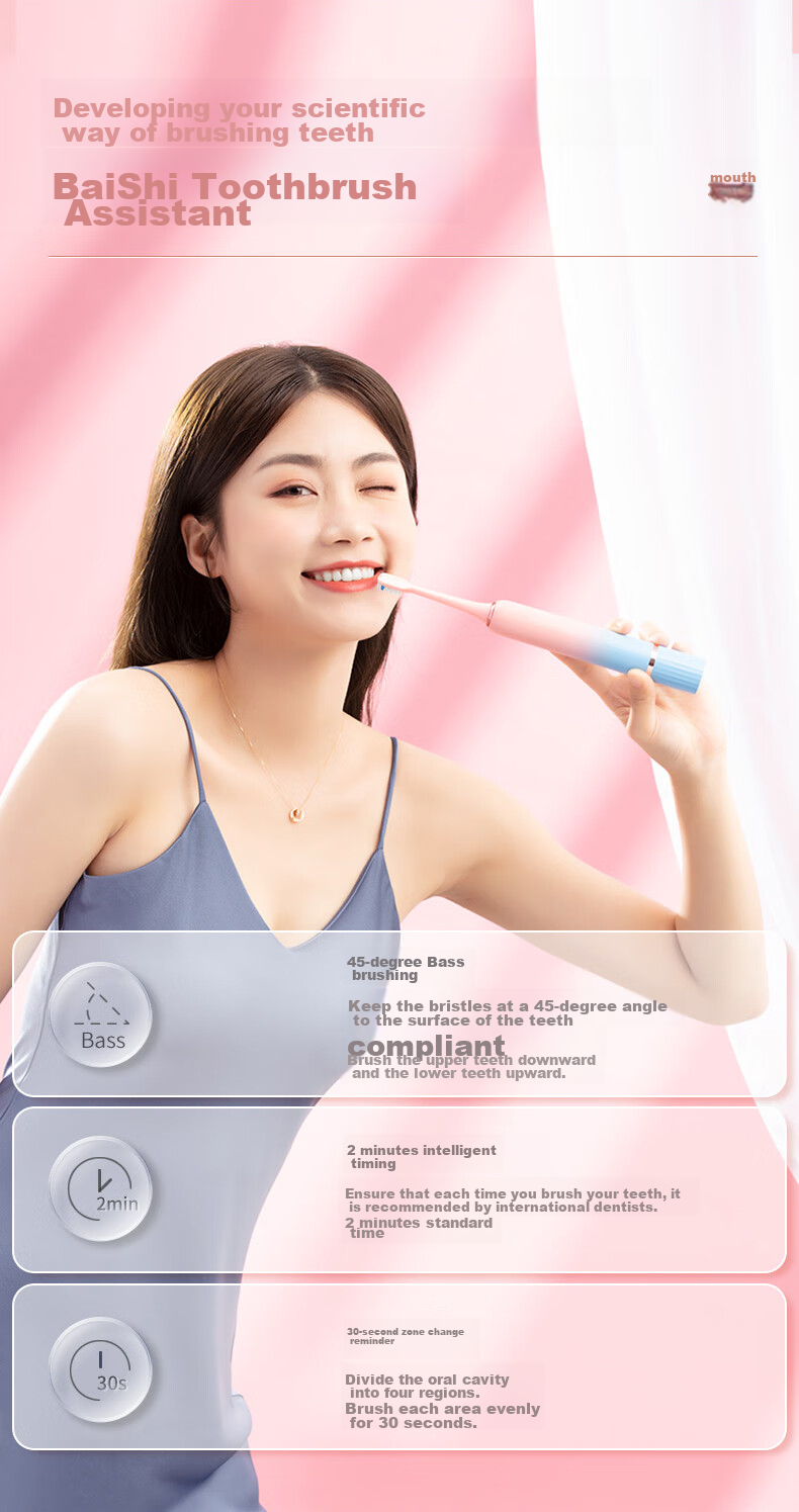 Prooral [Birthday Gift], Sonic Electric Toothbrush with Pressure Sensing Reminder, Adult Rechargeable Couple's Gift, Birthday Present, T33 Snow White 8