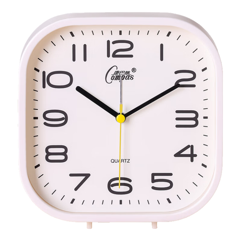 Compas Desktop Alarm Clock for Children And Students, Simple Bedside Clock for Bedroom, Essential for Back-To Season, 2361 White, School Opening Seaso