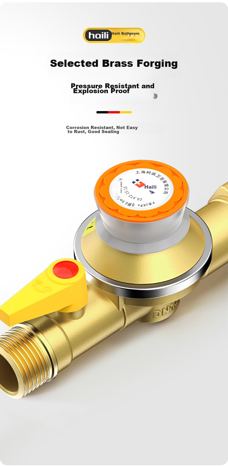Haili 0.9 Gas Self-Closing Valve, Natural Gas Household Stove, Automatic Gas Leak Shut-Off, Thickened Copper Gas Safety Valve RT 9