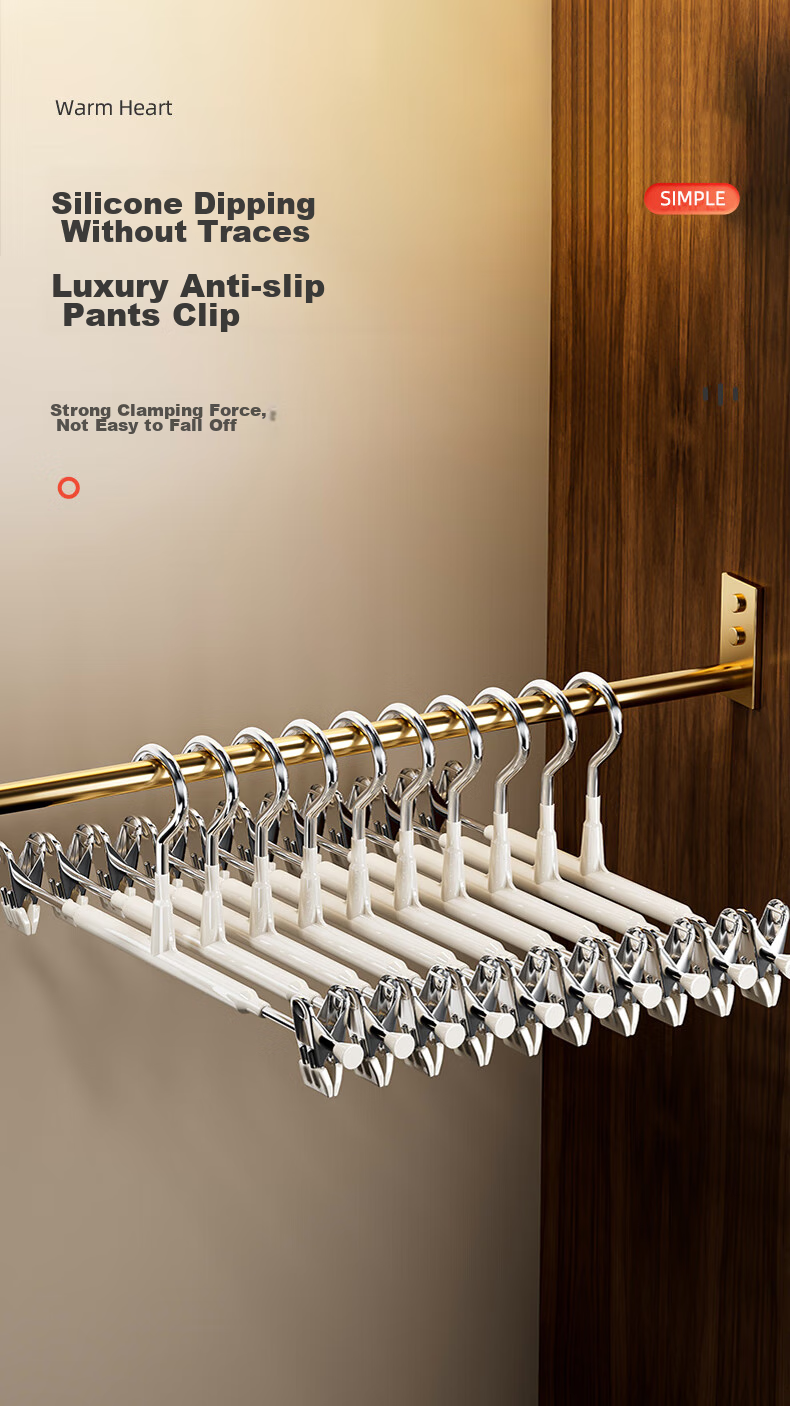YOUQIN Pants Hanger, Home Use, Seamless, for Pants And Skirts, Storage Organizer, Multifunctional, Non-Slip, Clothes Rack, Drying Pants Clip 1