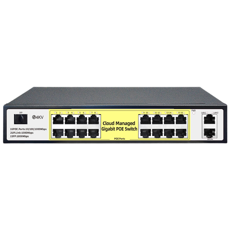 Huoyi 19-Port Full Gigabit POE Switch, 16 Gigabit PoE + 2 Gigabit + 1 SFP Managed Switch, Surveillance Network Cable Splitter, Enterprise-Level Switch