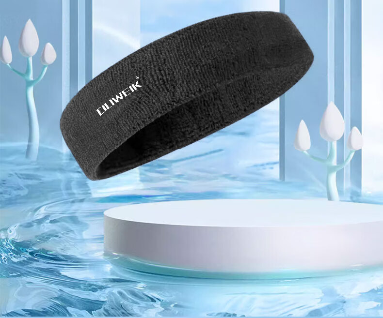 Duweike Sports Yoga Headband, Wristband for Men And Women, Forehead Band, Children's Sweat-Absorbing Headband, Running Basketball Fitness Three-Piece Set, Black 1