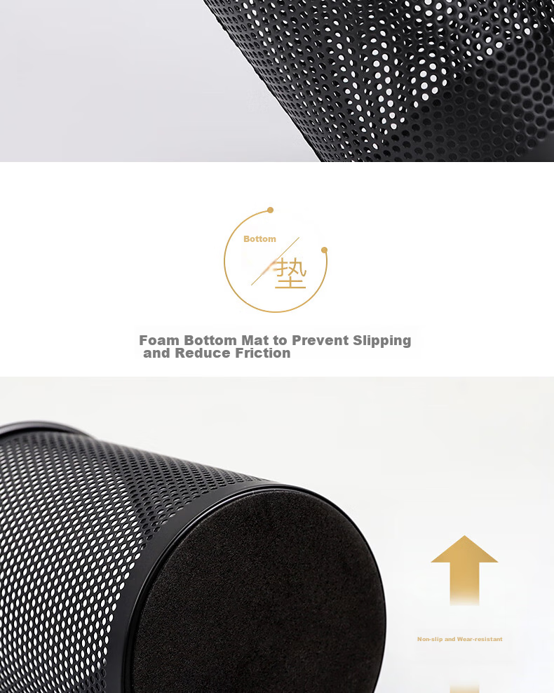 SUNWOOD Metal Mesh Series Round Pen Holder / Essential Student Stationery Storage Tube / Multifunctional Pen Holder, Black, 1202 4