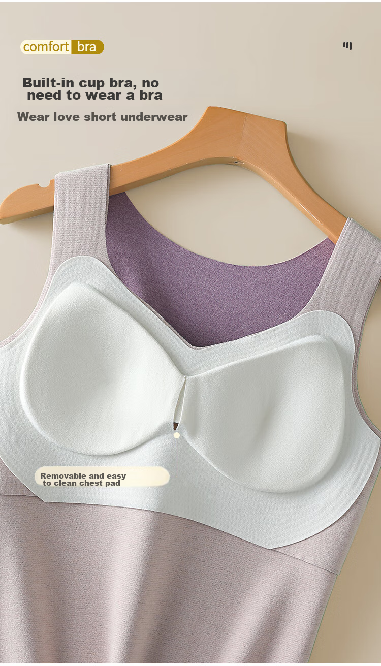 MiiOW Wool And Silk Blend Women's Thermal Vest, Women's Underwear with Chest Pads, Camisole, Fleece-Lined, Thickened Base Layer, Dark Purple, Size L 7