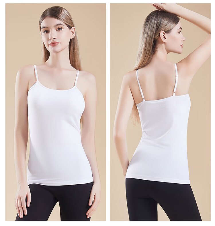 Hosa Women's Camisole Tank Top with Built-In Bra Pads, No Need to Wear Bra Separately, Outer Wear Undershirt Sleeveless Inner Layer, Black, L 13
