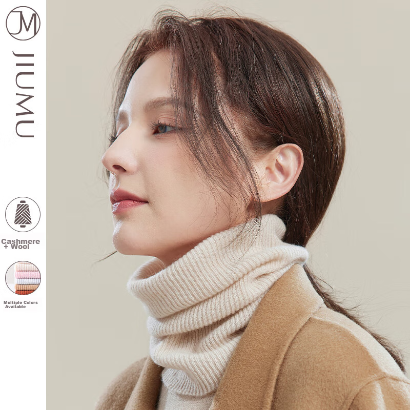 JIUMU Cashmere Warm Neck Gaiter for Women, Autumn And Winter Thickened Cold-Proof Neck Protector, Women's Neck Warmer, Winter Wool Scarf for Wome