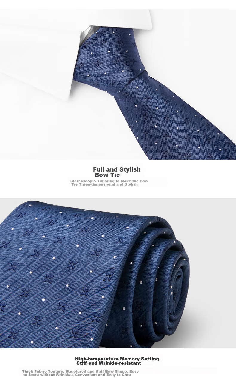 Luomeng Silk Tie for Men, Business Formal Wear, Korean Style, Solid Color, 8cm Hand-Tied Bow, Work And Wedding Tie, Gift Box Set 11