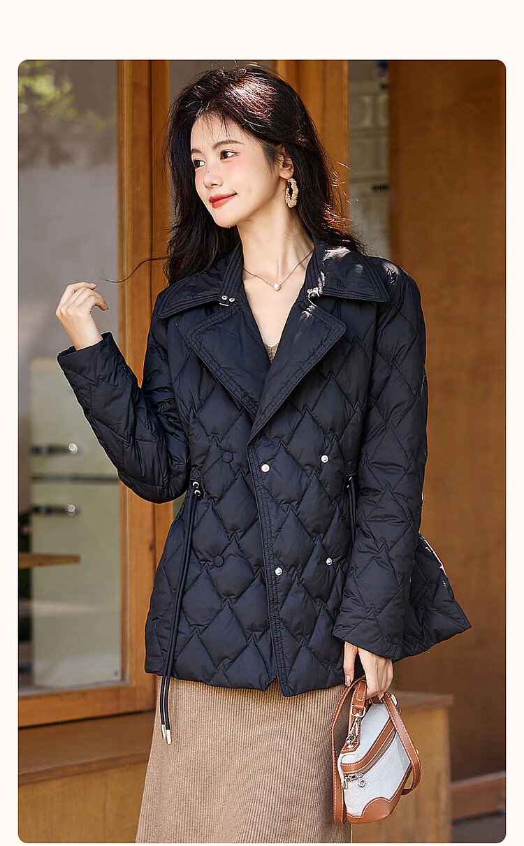 Dme [Warm And Cozy] Winter Lightweight Fluffy 90% Duck down Jacket with Elegant Lapel Collar And Short Style Women's Coat 2
