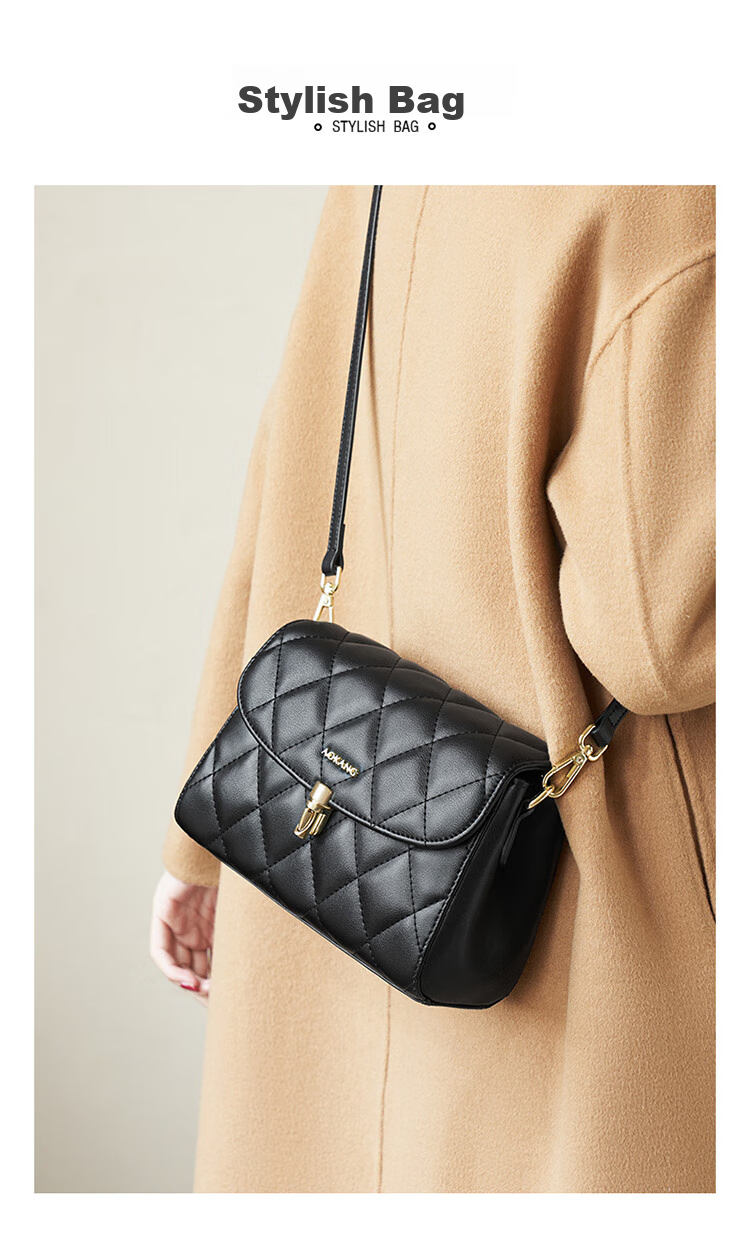 Aokang Women's Handbag, Cowhide Leather, Trendy Diamond Pattern Chain Bag, Light Luxury Crossbody Shoulder Bag, Birthday And 520 Gift for Girlfriend Or Wife 5