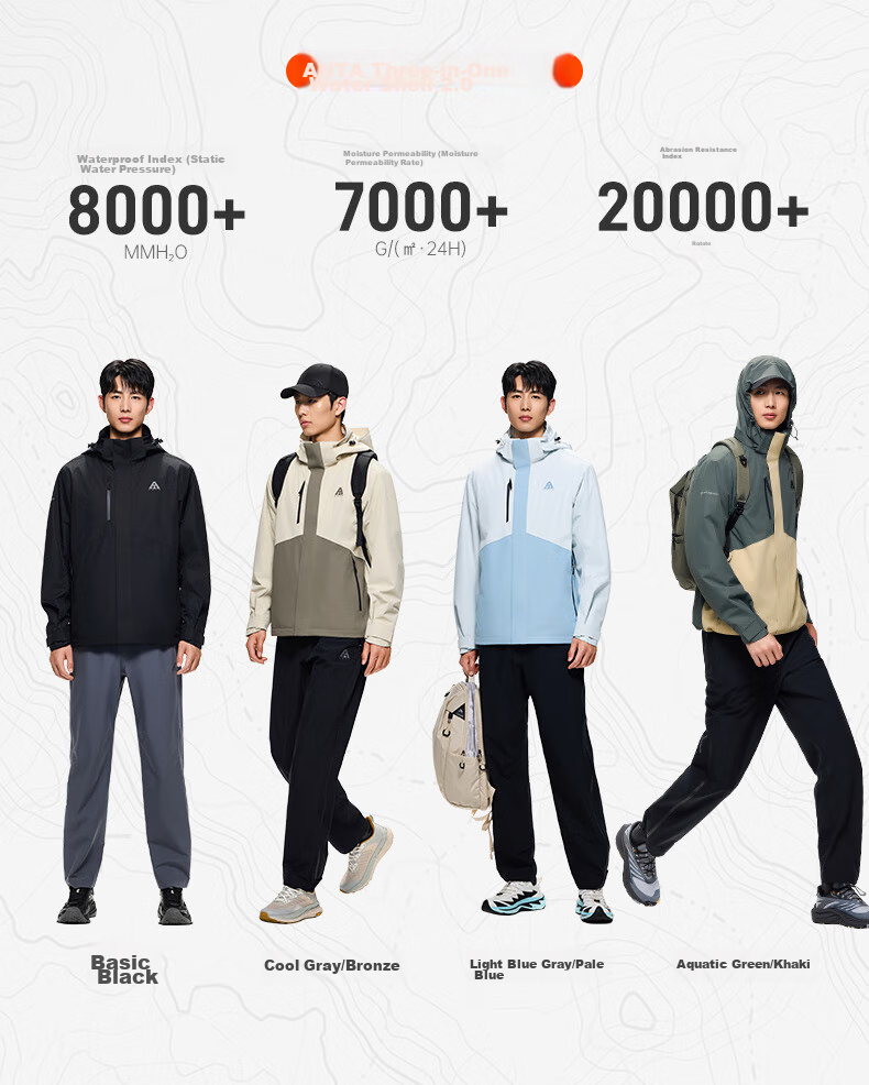 ANTA Water Shell Jacket | Dadi Zhike 3.0 Functional Three-In Jacket for Men, Windproof, Waterproof, Fleece-Lined, Two-Piece Set 30