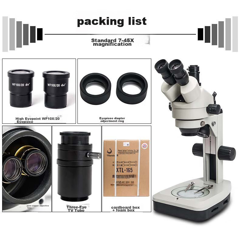 Phenix XTL-165 Triocular Stereomicroscope Continuous Magnification Circuit Board Inspection, Mobile Phone Repair, Biological Dissectio 15