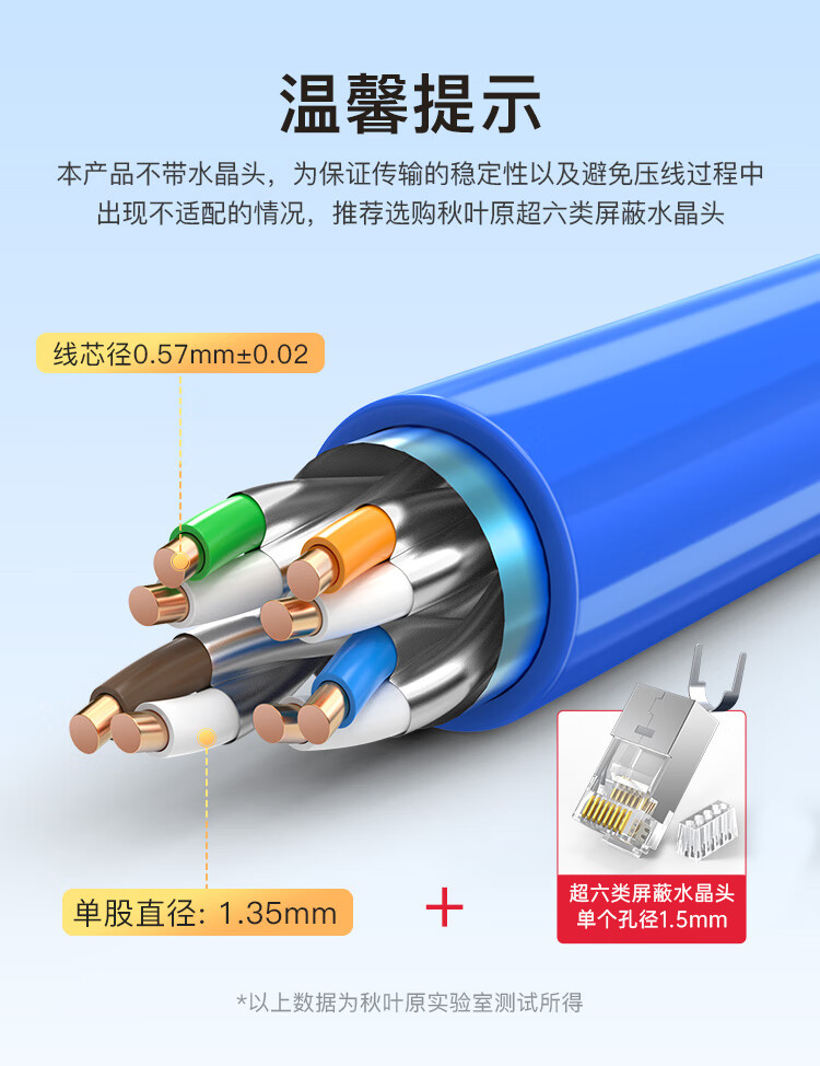 CHOOSEAL (CHOSEAL) CAT6A Double-Shielded Network Cable, 10 Gigabit Anti-Interference Low-Loss Pure Copper, Engineering And Home Installation Network Broadband Cable, Blue, 25 Meters, QS2669BT25 1