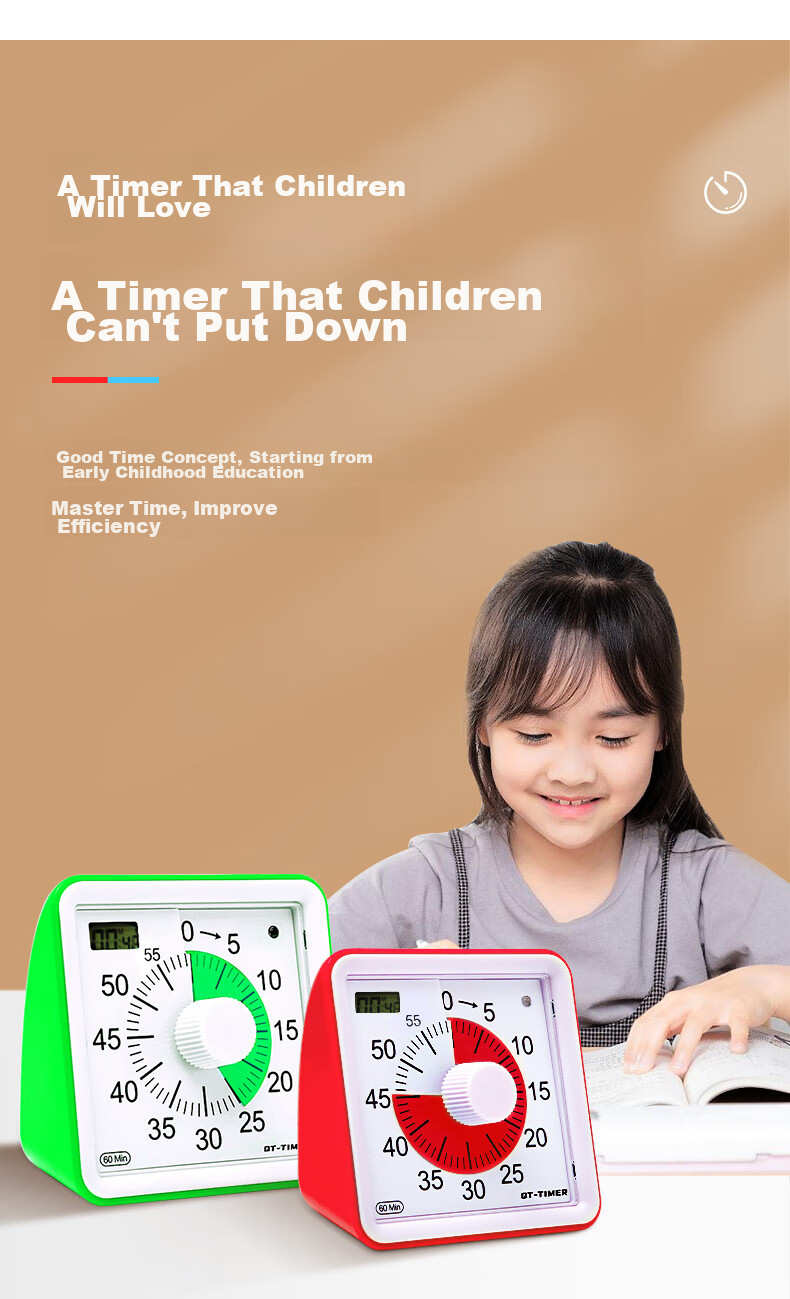 QT-TIMER Timer for Children's Self-Discipline Time Management, Countdown Reminder, Student Homework Visualization Timer, Birthday Gift 3