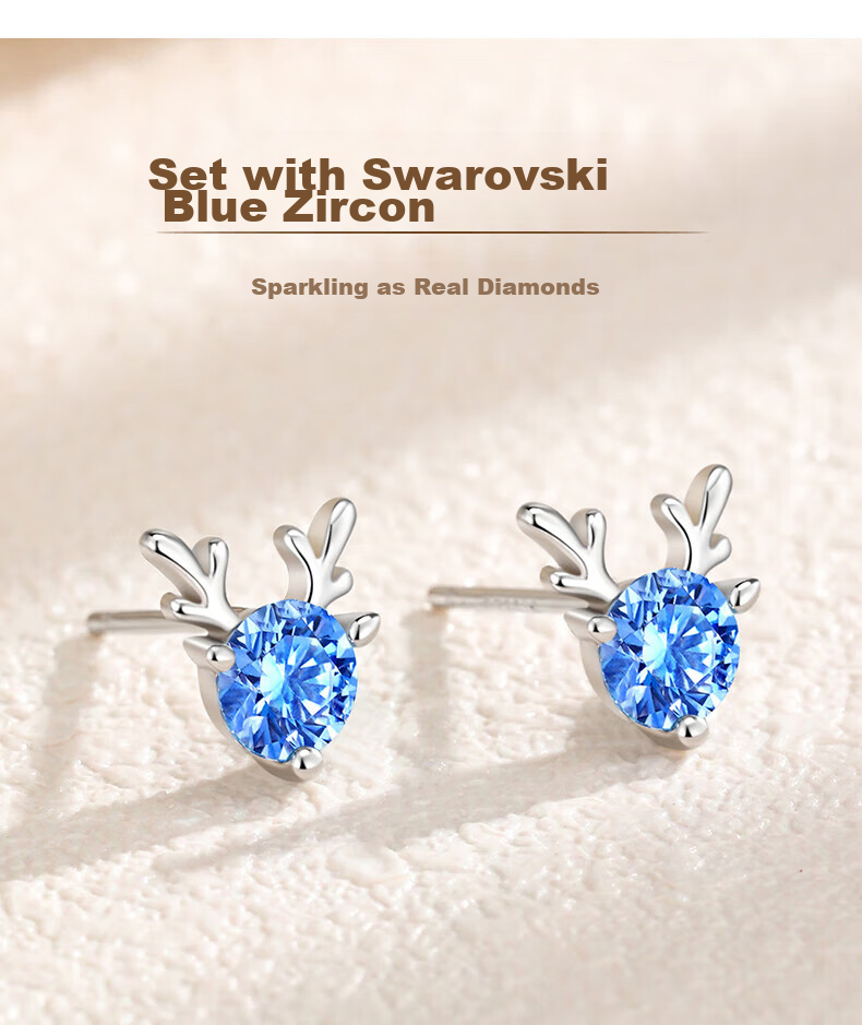 GLTEN Swarovski Zirconium Deer with You Pure Silver 999 Earrings, Women's Ear Studs And Hoops, Birthday Gift for Girlfriend Or Wife 4
