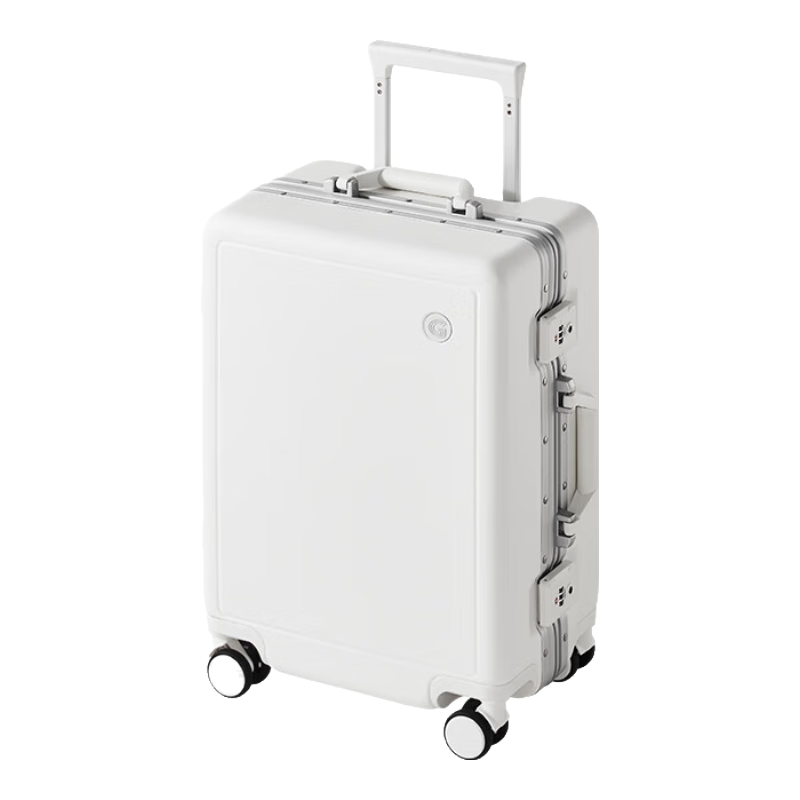 Yinzuo Aluminum Frame Luggage, Large Capacity Business Travel Suitcase, Password Lock, Carry-On Case for Men And Women, Student Luggage, Moon White, 20 Inches