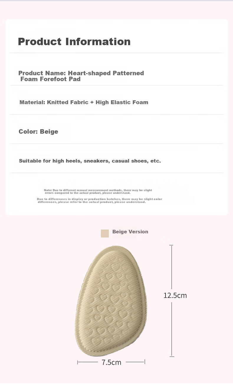 FOOTOPPO High Heels Front Palm Pad, Women's Half Size Insoles, Leather Shoes Half Insoles, Foot Pads, Non-Slip Shoe Soles, Thickened Shoe Inserts, Shoe Enhancers 8