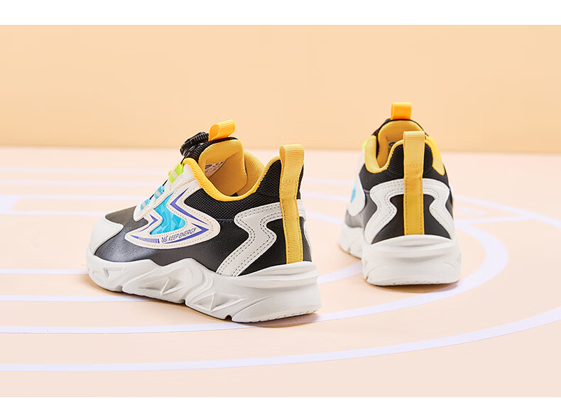 361° Children's Running Shoes, Fall/Winter, for Boys And Girls Aged 3-14, Shock-Absorbing, Rotary Buckle, Leather Upper, Sports Shoes, Blue, Size 38 4