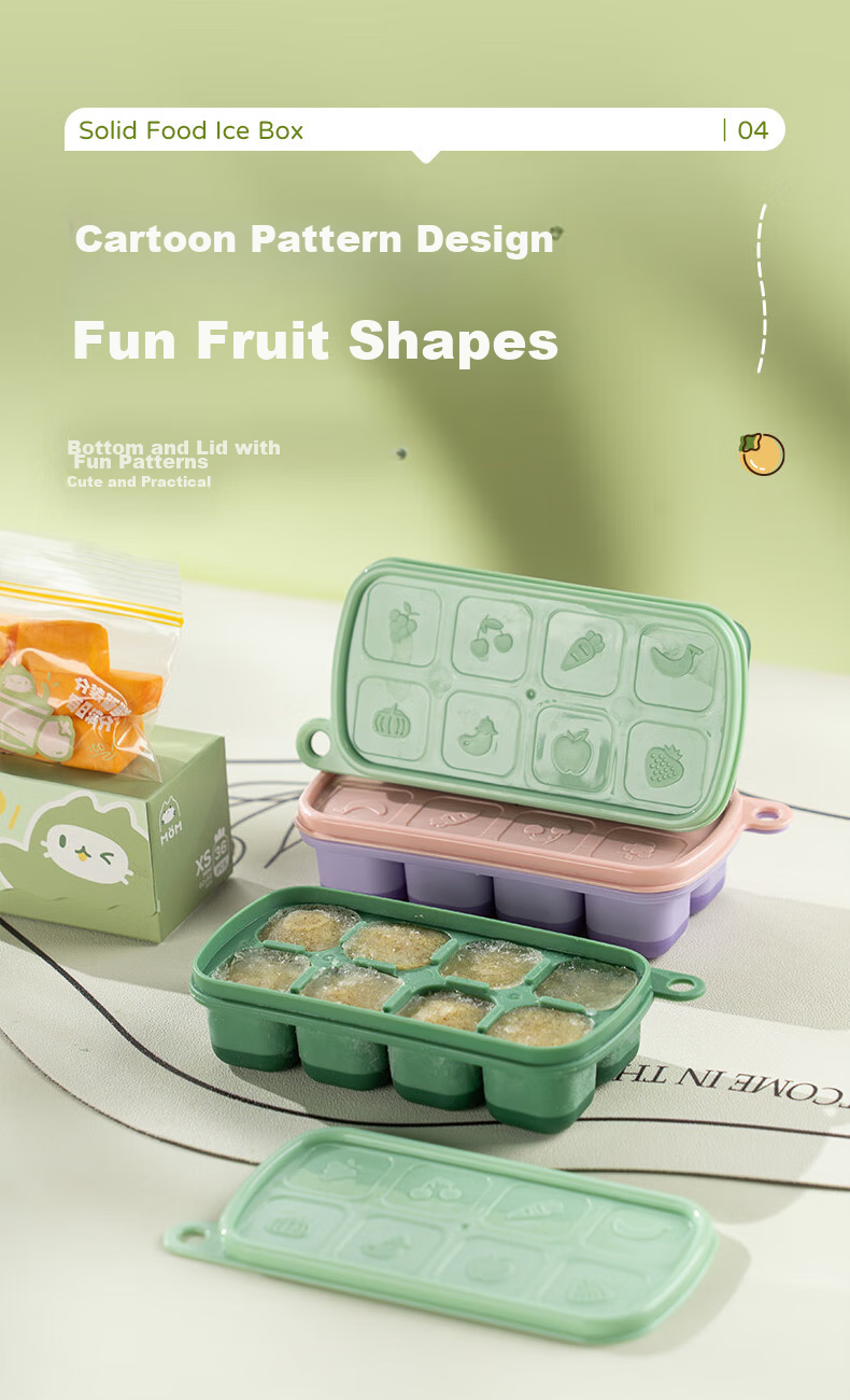 CAIZHI Baby Food Tray Set, Silicone Freezer Trays for Infant Food Storage, Green + Bags, 36 Pieces CZ6748 7