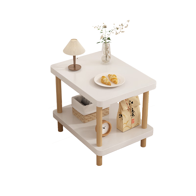 OLENOUFENG Side Table, Coffee Table, Sofa End Table, Thickened Bedside Cabinet, Simple Tea Tray, Double-Layer Storage Tea Table