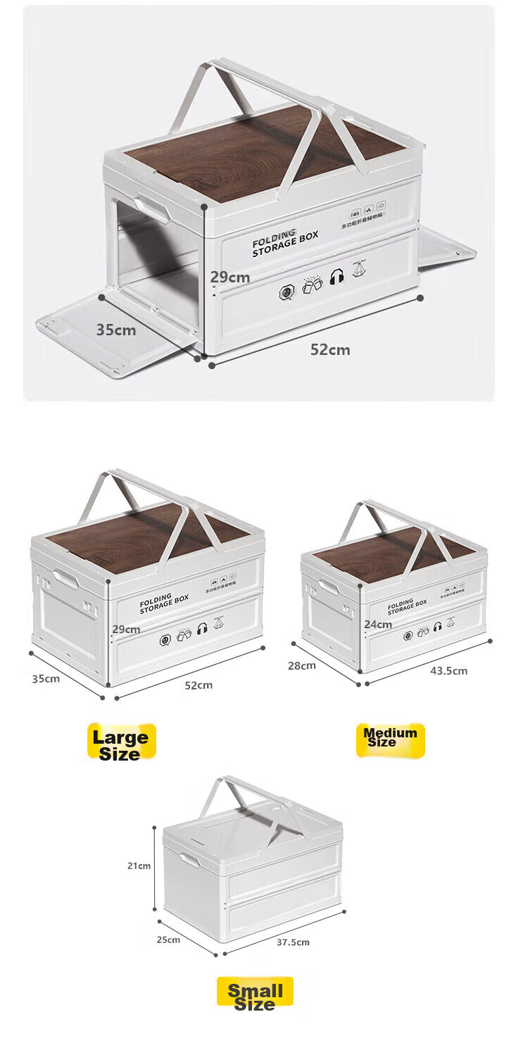 YUECAR Trunk Storage Box, Outdoor Camping Folding Organizer Box, Car Trunk Storage Container with Plastic Lid - Small Size 9