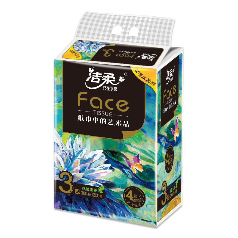 Jierou Facial Tissues Jierou Art Oil Painting Series 4-Ply 100 Sheets 3-Pack BR070-03N Single Pack