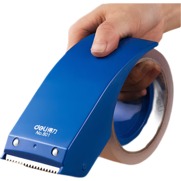Deli Plastic Packaging Tape Dispenser, Suitable for Tape Width up to 48mm, Tape Cutter with Stainless Steel Sharp Blade Head, Office Supplies, Blue 801