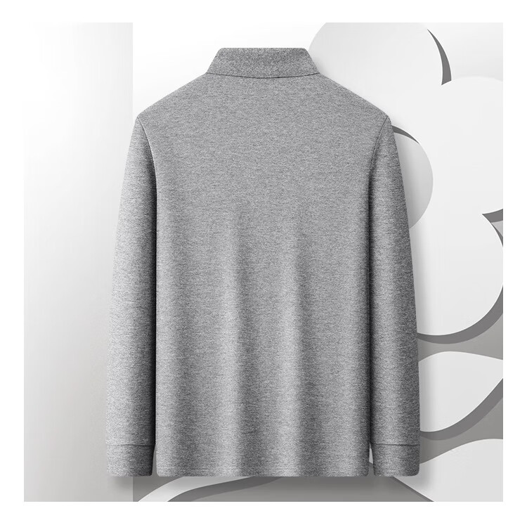 MONTAGUT Men's Long-Sleeve Polo Shirt, Autumn Season, Turn-Down Collar, Pique Long-Staple Cotton, Skin-Friendly Business Casual T-Shirt, Gray, 3XL 15