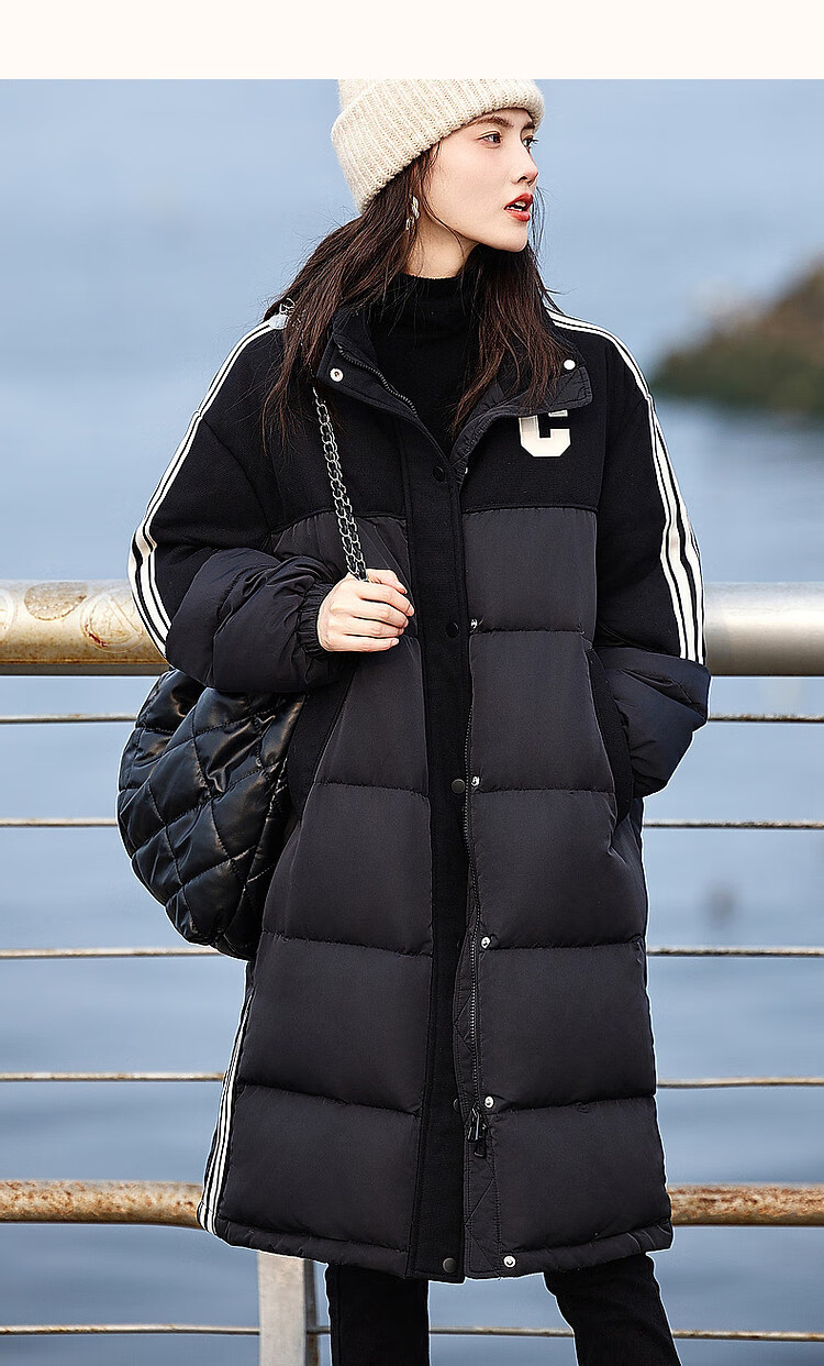Dme [Warm Capture] Winter Warmth 90% Duck Down Windproof Sports Stand-Collar Long down Jacket for Women, Elegant Coat 8