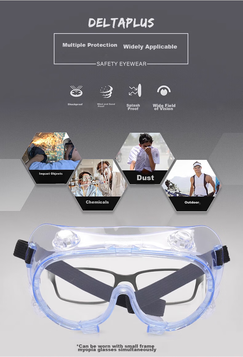 DELTA PLUS Goggles, Impact-Resistant, Anti-Fog, Windproof, Sandproof, Labor Protection, Splash-Proof, Dust-Proof, High-Definition Industrial Grinding Cutting Cycling Protective Glasses, 101146 Goggles (1 Pair) 1