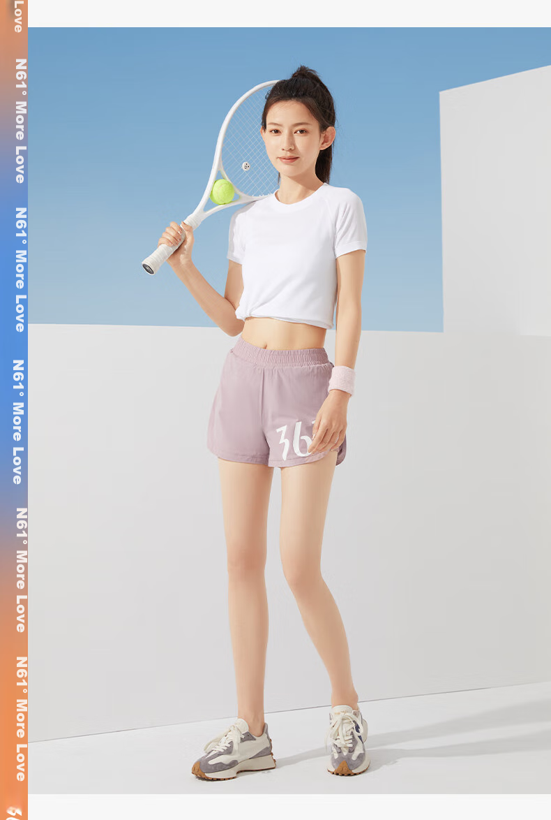 361° Sports Fitness Yoga Shorts, Summer Lightweight, Anti-Exposure, Fake Two-Piece Design, Running Sports Outer Wear, Breathable Shorts 22