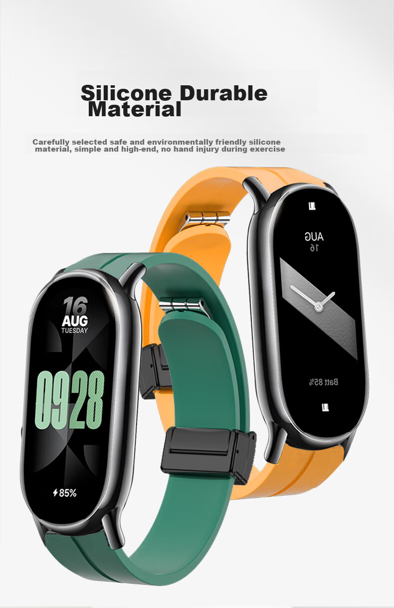 Watchbond Xiaomi Band Strap Compatible with Xiaomi Band 89 NFC Version, Liquid Silicone, Black, Magnetic Buckle, Silicone Band 2