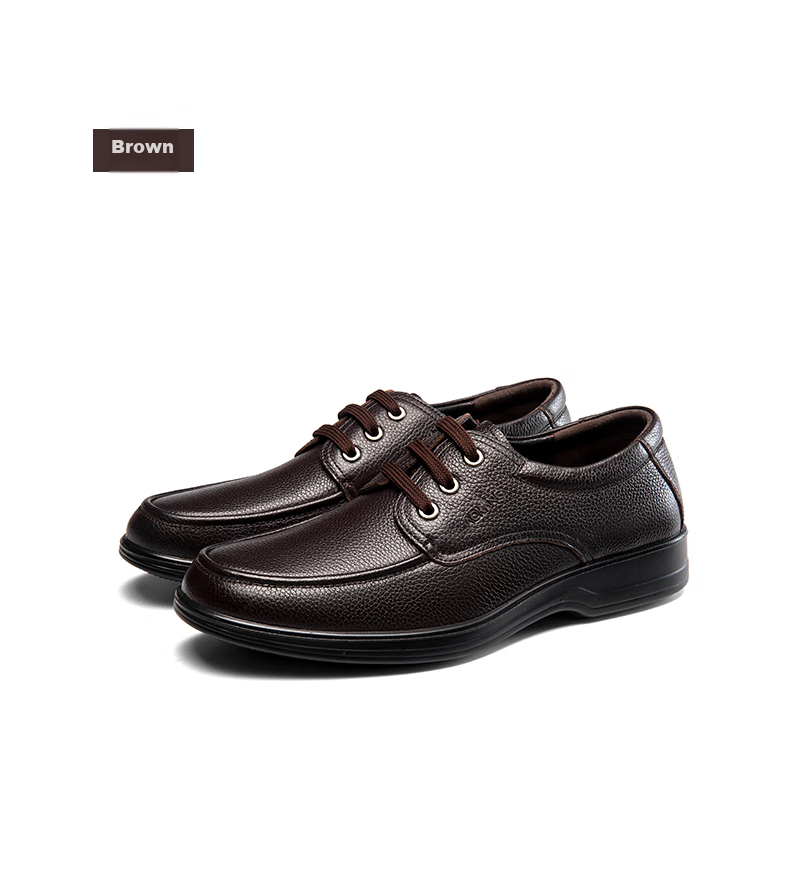 Aokang Leather Shoes for Men, Casual Business Shoes, Comfortable Work Lace-Up Formal Shoes, British Style Footwear, Black, Size 42 14