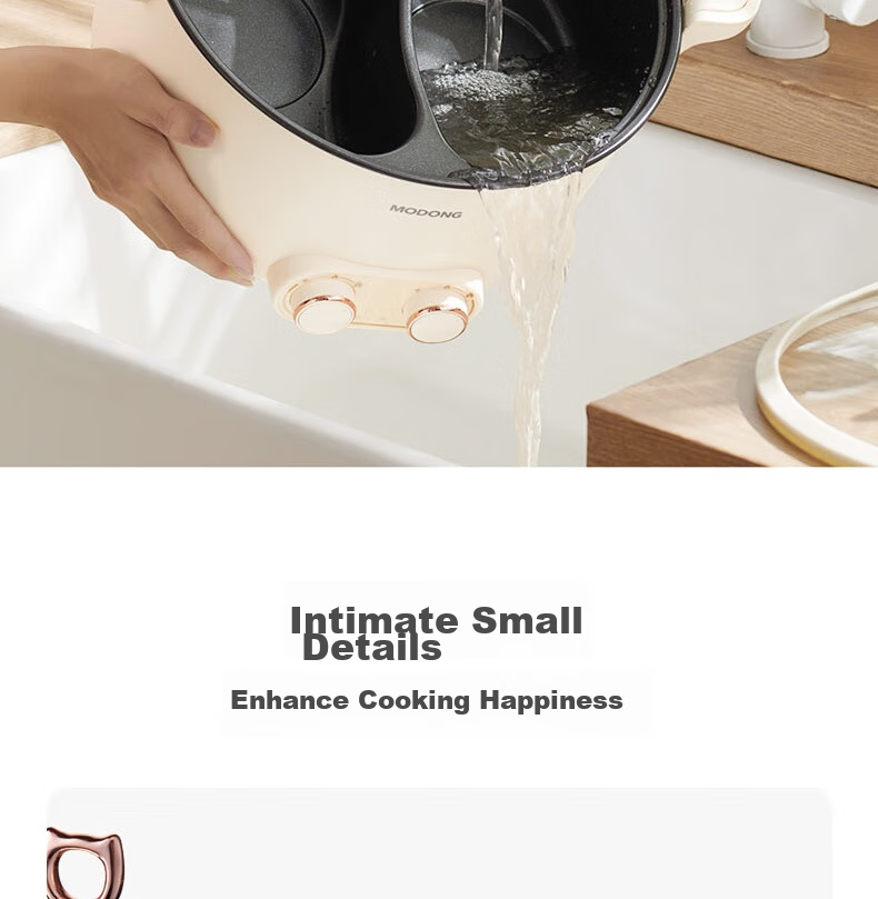 Modong [Douyin Popular Trend] Dual-Sided Electric Hot Pot Heating Pot for Home Multi-Purpose Cooking, 6L Non-Stick Pot with Independent Temperature Control for Each Side MD-HGE06 26