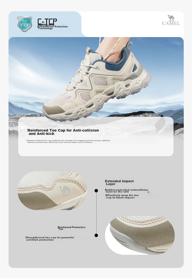 CAMEL [Yiyan] Women's Outdoor Shoes, Comfortable Breathable Hiking Boots, Shock-Absorbing Wear-Resistant Low-Top Trekking Shoes 3014 3