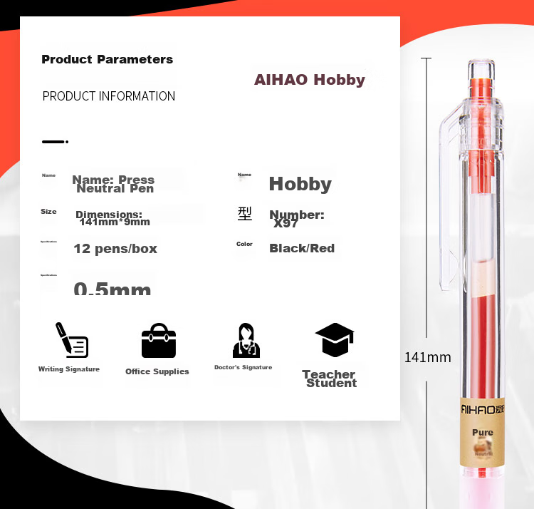 AIHAO [Back to School Essential] Retractable Gel Pen, 0.5mm Bullet Tip, Black, Soft Rubber Grip, Business Office Large Capacity Signing Pen X97 2