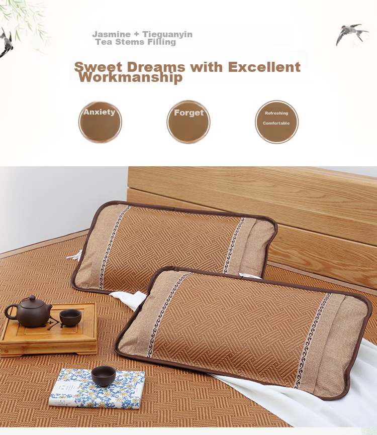 Laoxijiang Cooling Mat Pillow, Ice Silk Rattan Mat Pillow Core, Floral Scent Pillow Core, Single Pack, 60*35cm 1