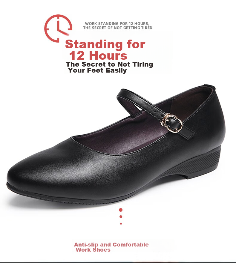 Chuwang Women's Flat Chef Shoes, Waitress Standing Work Shoes, Non-Slip Soft Sole Kitchen Shoes, 2005 Black, Size 37 1