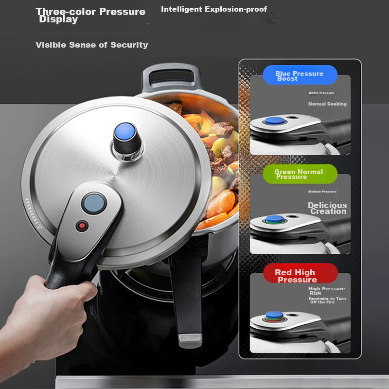 Aishida ASD Pressure Cooker, 304 Stainless Steel T-Shaped 6.0L Smart Pressure Cooker, Compatible with Gas And Induction Stoves, YS22T1WG