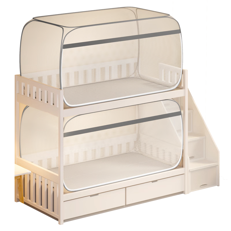 Cottonfaith No-Installation Student Dormitory Yurt Home Use Parent-Child Bed Anti-Fall Mosquito Net, Suitable for Bunk Beds, 0.9*1.9 Meters