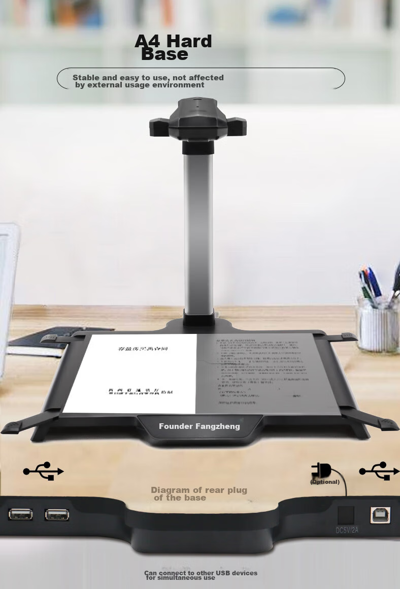 Founder Scanner, 16 Million Pixel High-Speed Camera, for Government, Commercial, Educational And Professional Office Use, A4 Document Contract Bill Multi-Page PDF Synthesis, OCR Text Extraction Q1000 Soft Base 4