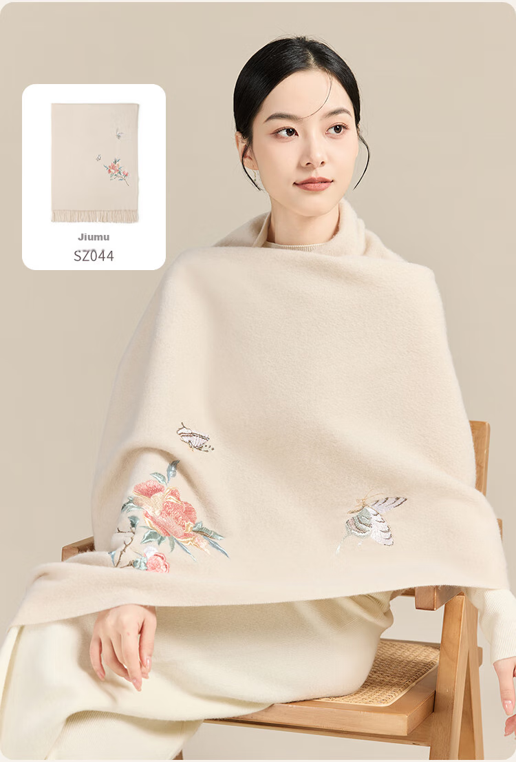 JIUMU Pure Wool Scarf for Women, Autumn And Winter Neck Warmer, Warm Shawl, Gift for Women And Mothers, Mid-Autumn Festival Birthday Gift Box Set 14
