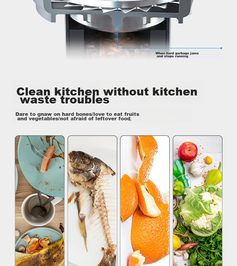 BEcbas Intelligent Garbage Disposal, Household Kitchen Waste Crusher, Automatic Power-Off F3plus 14