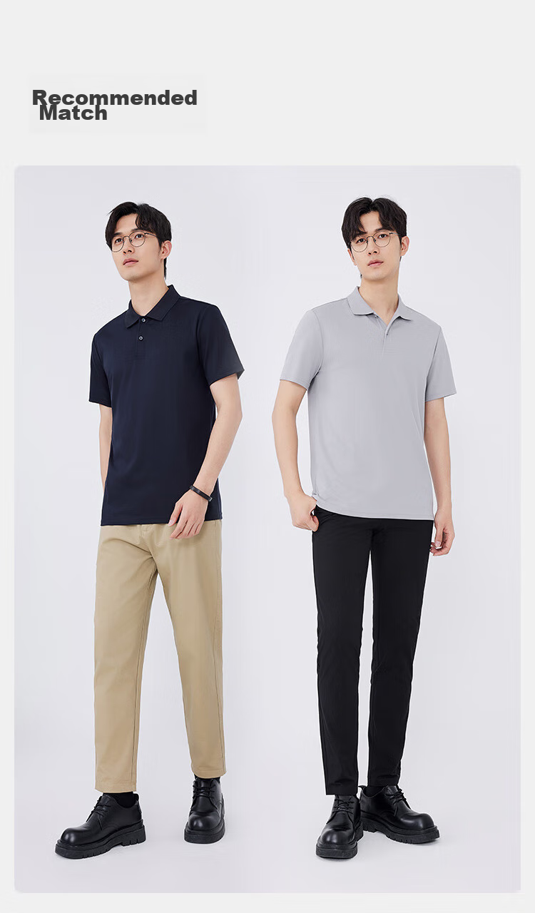 JD Jingzao Ammonia Wrinkle-Free Polo Shirt Men High-End Short Sleeve T-Shirt New Summer Commuting Father's Day Gift Navy 2XL 10