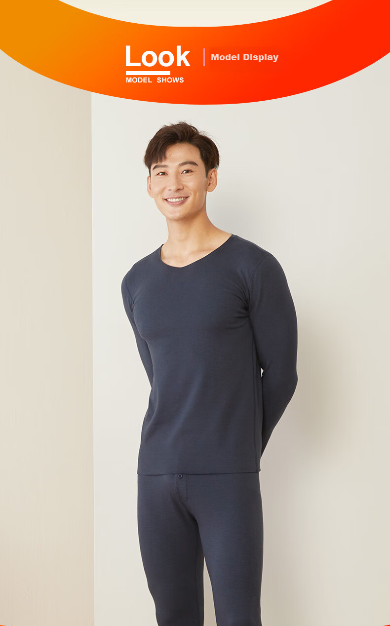 Yiershuang Autumn And Winter Men's Thermal Underwear Set, Moisture-Wicking And Heat-Generating, Seamless Fleece-Lined Long Johns for Me 15