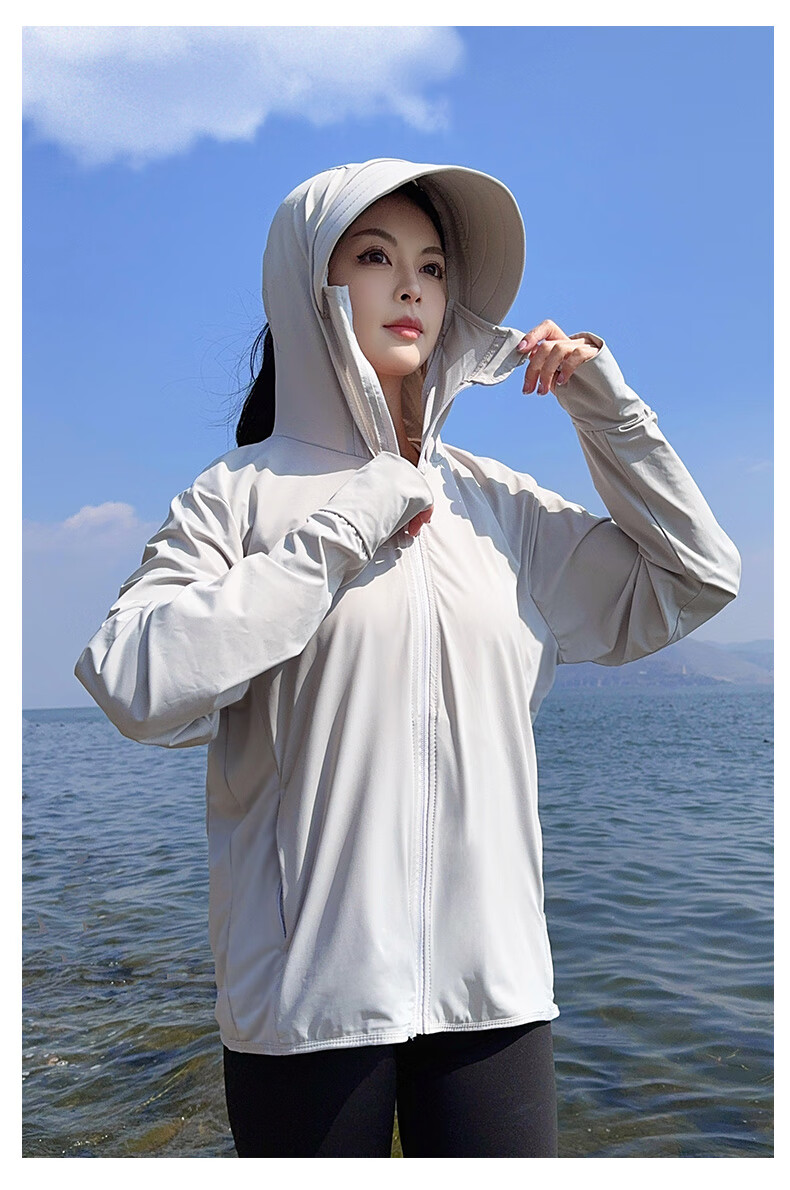 Langsha Sun Protection Clothing for Women, Summer Cool Ice Silk UV Protection Jacket, Breathable Quick-Dry Sports Outerwear 23