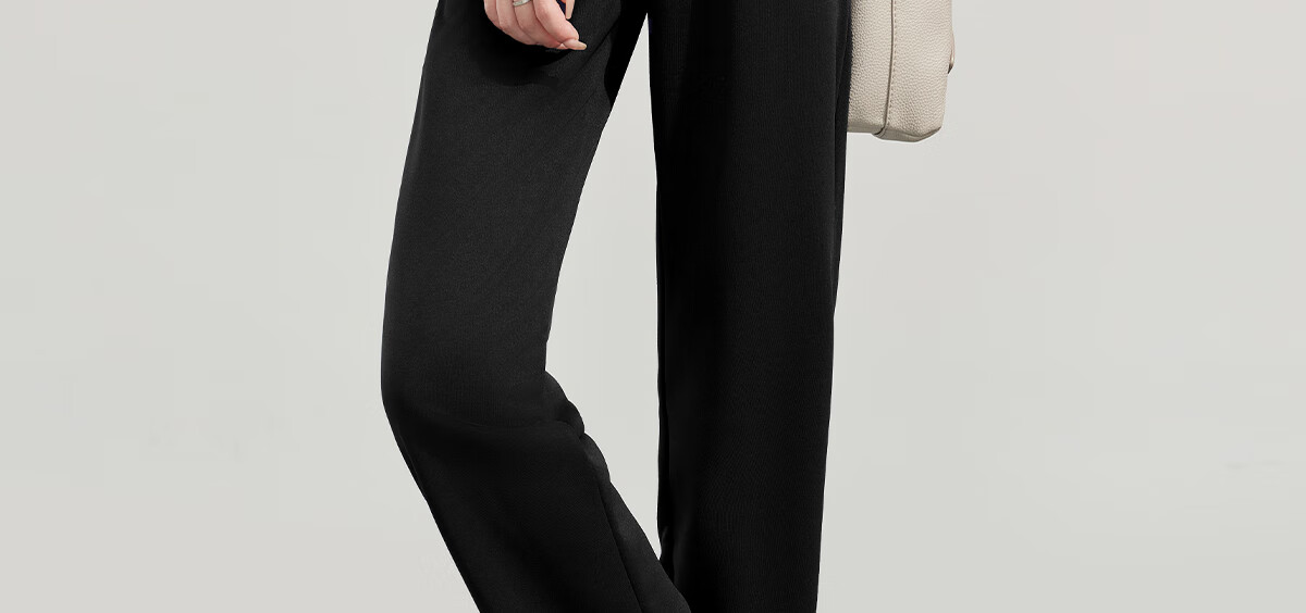 PinCai Women's Sports Pants Simple Solid Color Loose Straight Leg Elastic Waist Casual Pants P12KK5812 22