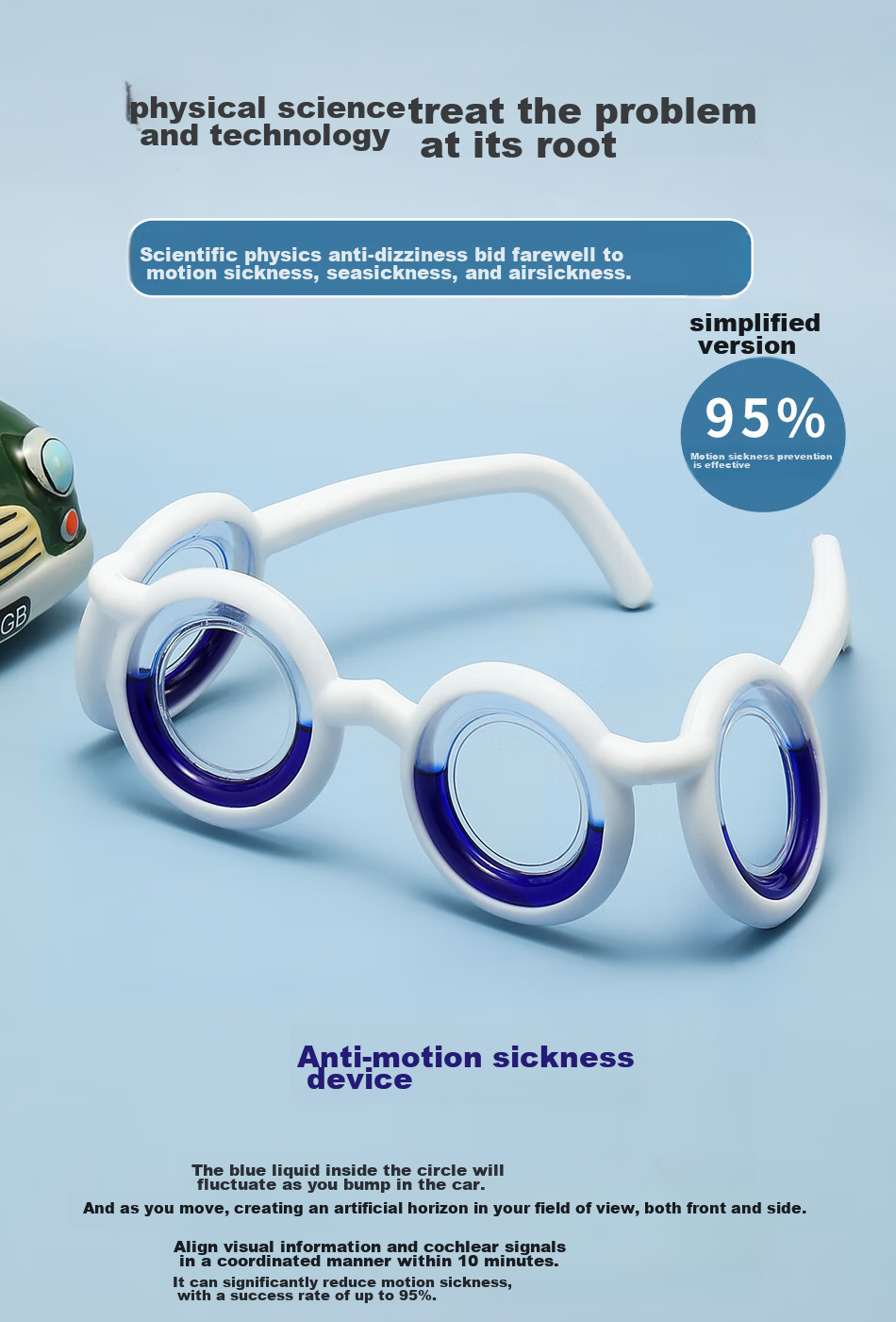 DRATRA Motion Sickness Glasses Liquid Miracle High-Tech Anti-Sea-Sickness And Air-Sickness Glasses for Adults, Children And Elderly, Game Anti-3D Dizziness Preventio 2