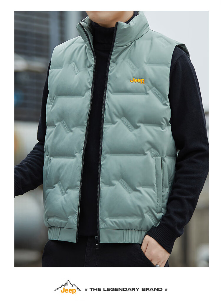 JEEP down Vest for Men, Winter Thickened Warm Jacket, Casual Waistcoat Clothing for Men, Black, M 8