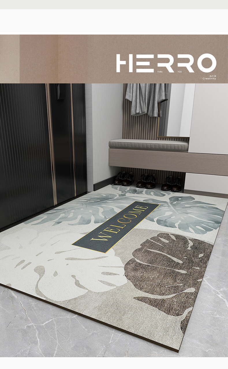 Huaxu Home Entrance Door Mat, Leather Doormat, Foyer Rug, Washable Foot Mat, Cuttable Entrance Mat 5