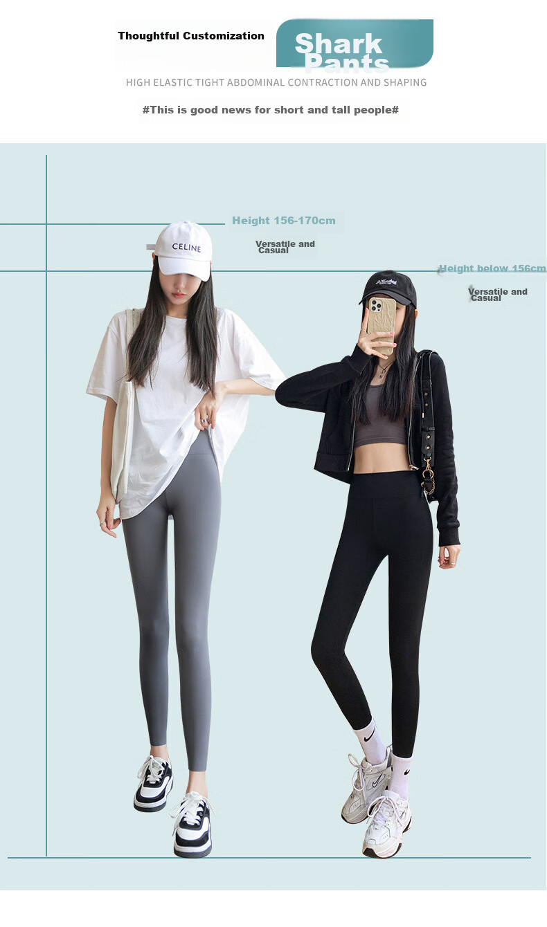 LangSha Shark Leggings for Women, Thin Autumn Style, Tight-Fitting, Tummy Control, Butt-Lifting, High-Waist Fitness Base Layer Yoga Pants 4